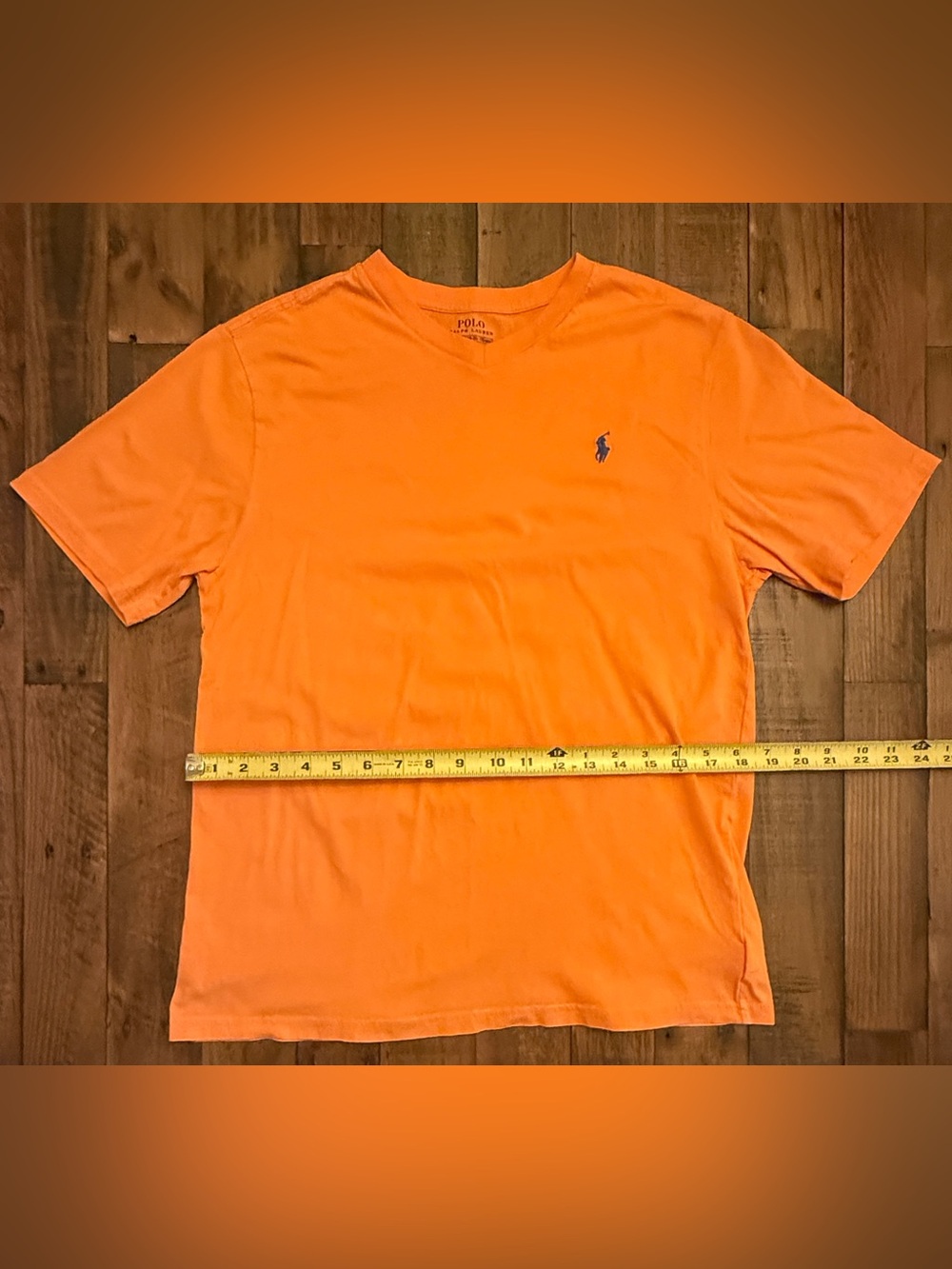 Polo by Ralph Lauren Bright Orange V-Neck Tee with Navy Pony - Picture 3 of 8